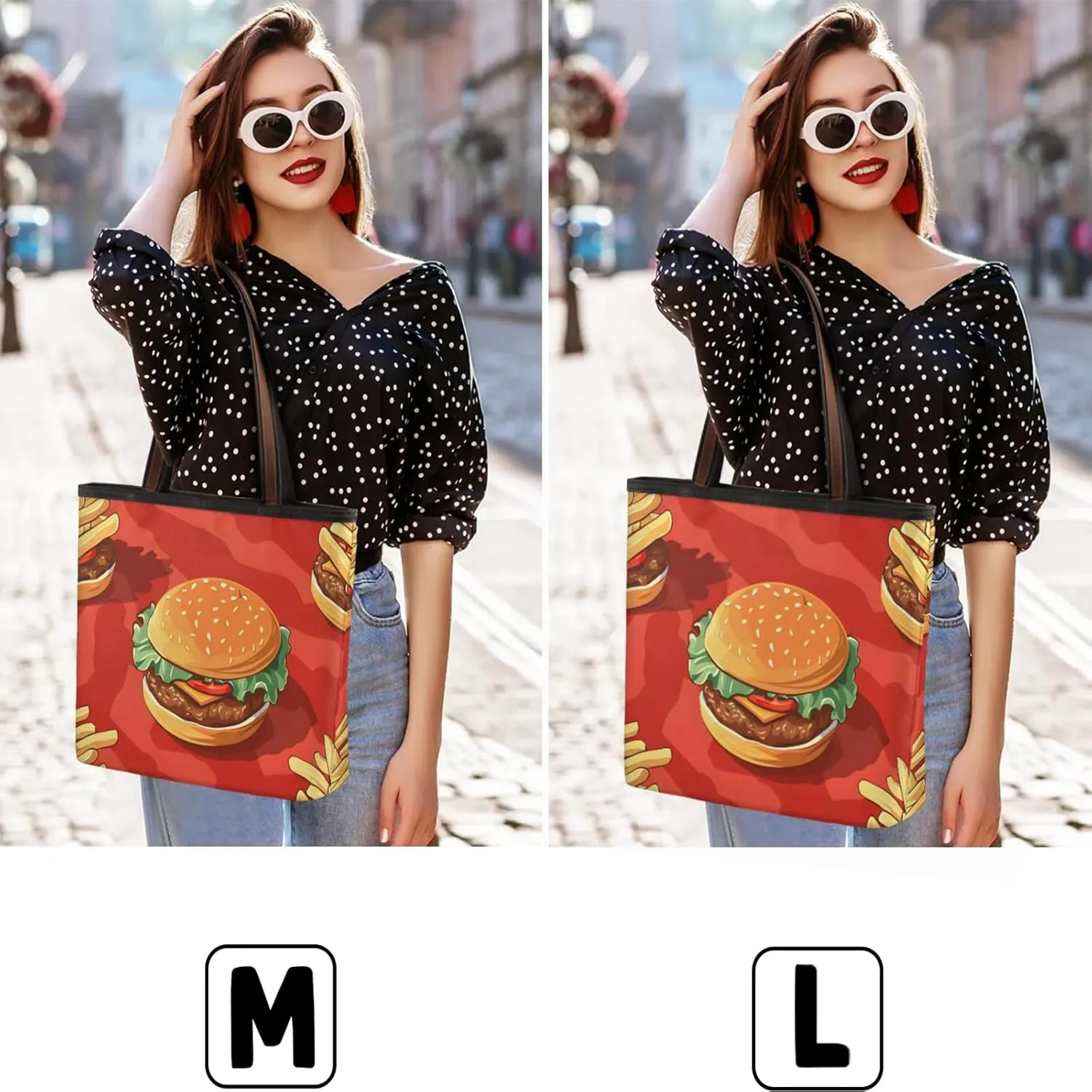 Burger Food Patterns Tote Bag for Women Womens Handbags Tote Bag for Work Shopping Travel Beach