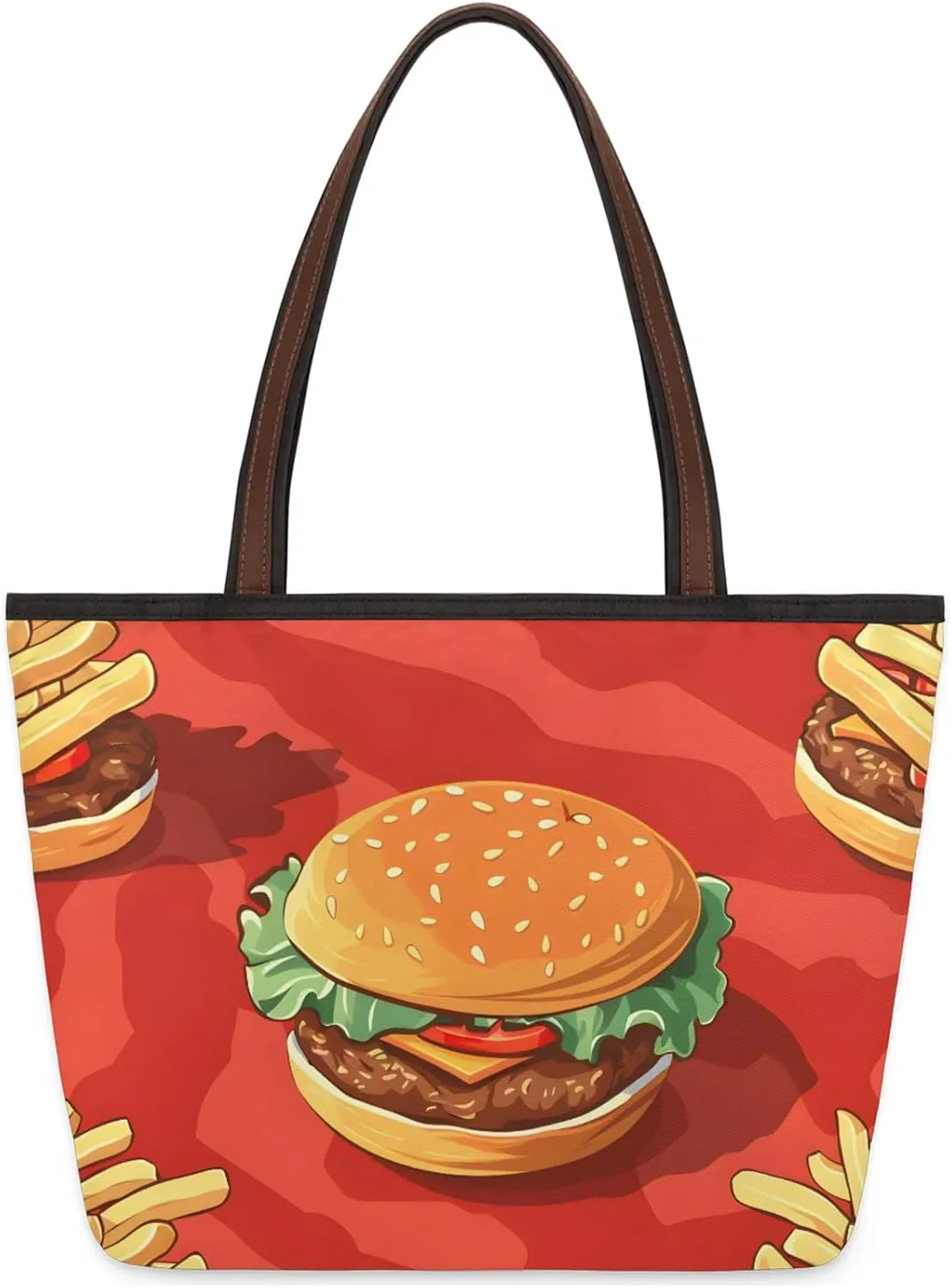 Burger Food Patterns Tote Bag for Women Womens Handbags Tote Bag for Work Shopping Travel Beach