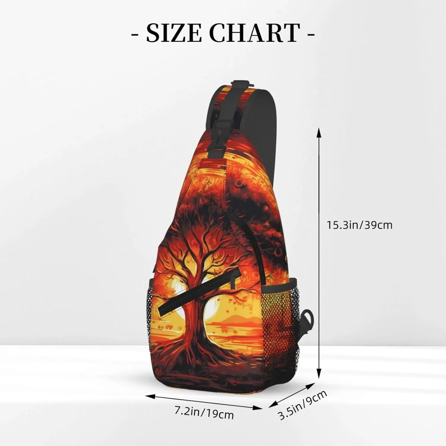 Burning Tree Of Life Sling Bag Backpack For Men Cross Chest Bag Crossbody Shoulder Bag Travel Hiking Daypack
