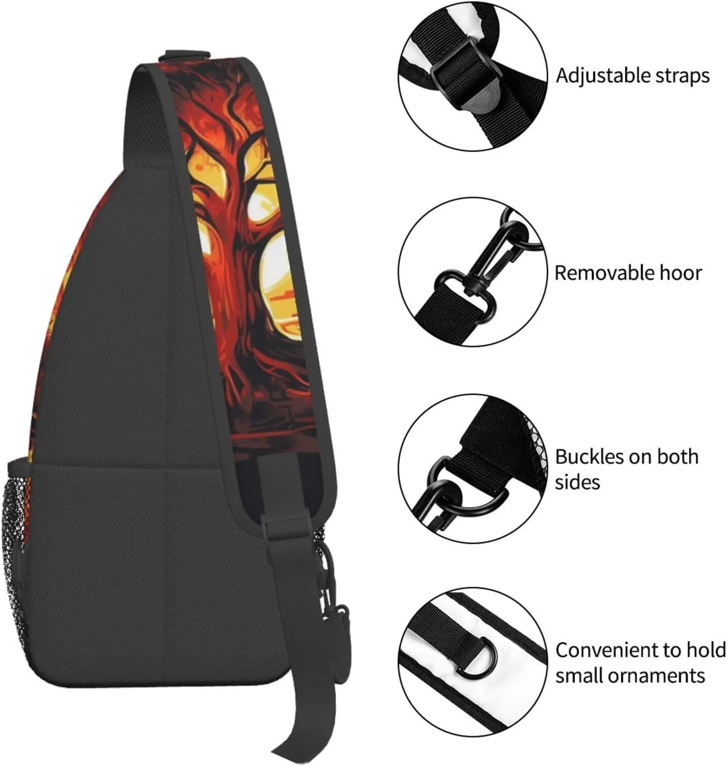 Burning Tree Of Life Sling Bag Backpack For Men Cross Chest Bag Crossbody Shoulder Bag Travel Hiking Daypack