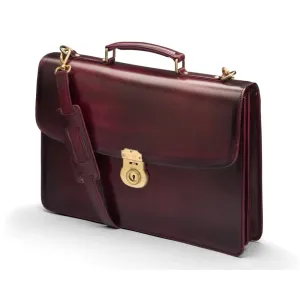 Burnished Harvard Leather Briefcase - Burgundy