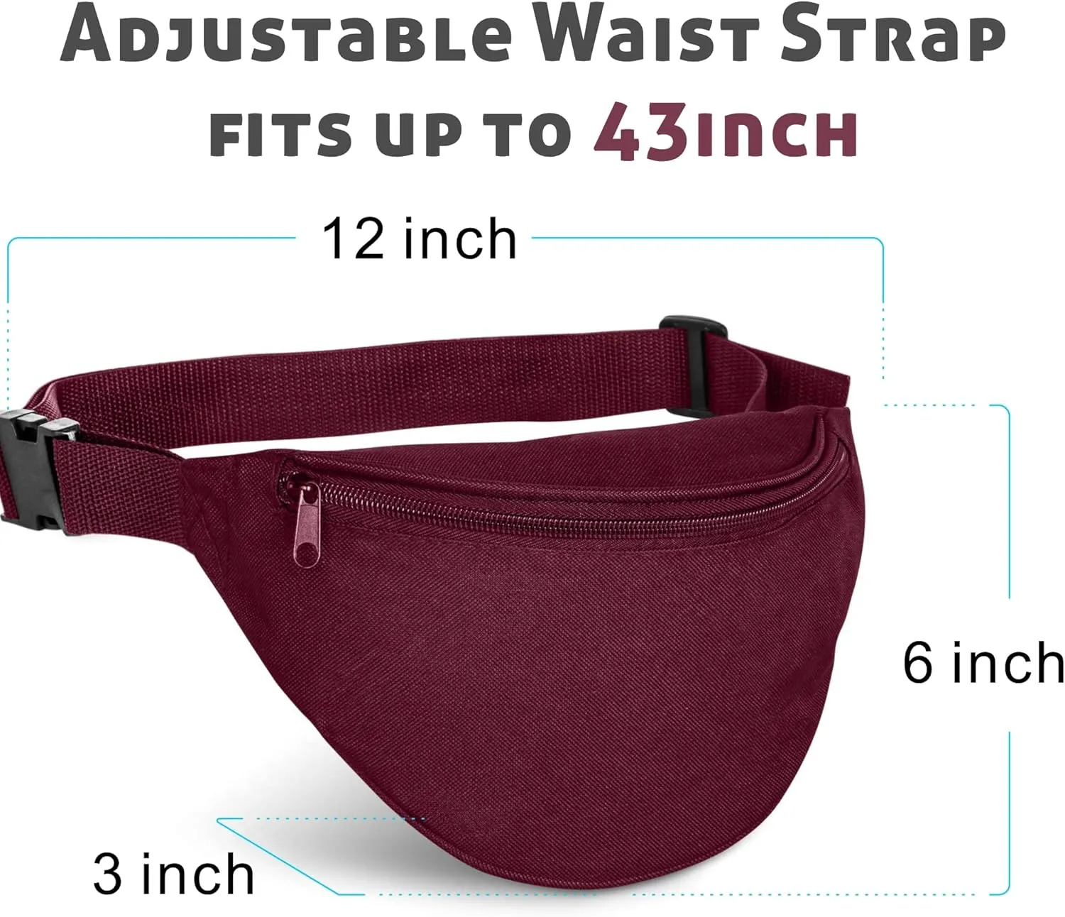 BuyAgain Fanny Pack, Unisex 2 Zipper Quick Release Buckle Travel Sport Running Waist Fanny Pack For Women Men