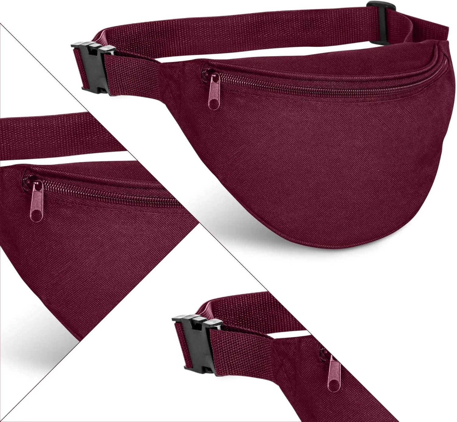 BuyAgain Fanny Pack, Unisex 2 Zipper Quick Release Buckle Travel Sport Running Waist Fanny Pack For Women Men