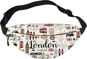 BWWKTOP London Fanny Pack London Souvenirs Gifts London Bum Bag London Waist Bag London Travel Merch (London-WB)