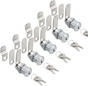 Cabinet Cam Locks Keyed Alike, 1” Cylinder Cam Locks for Tool Box RV Compartment Mailbox Vending Machine Drawer File Cabinet, Fits 3/4” Max Panel Thickness, Chrome Finish with 3 Cams and 2 Keys