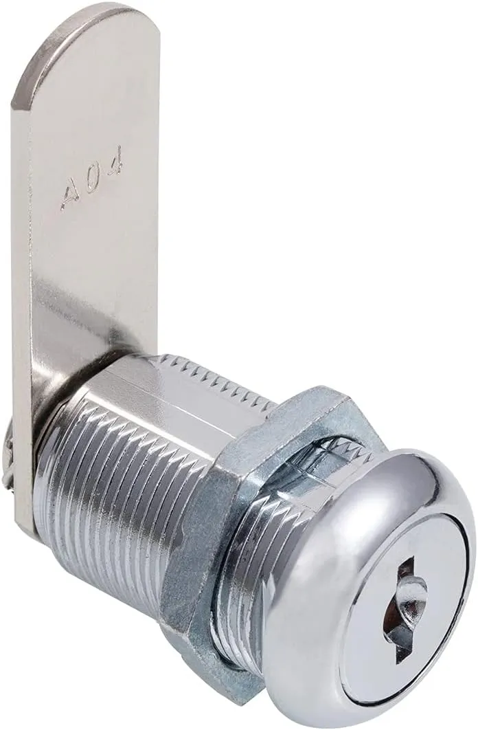 Cabinet Cam Locks Keyed Alike, 1” Cylinder Cam Locks for Tool Box RV Compartment Mailbox Vending Machine Drawer File Cabinet, Fits 3/4” Max Panel Thickness, Chrome Finish with 3 Cams and 2 Keys