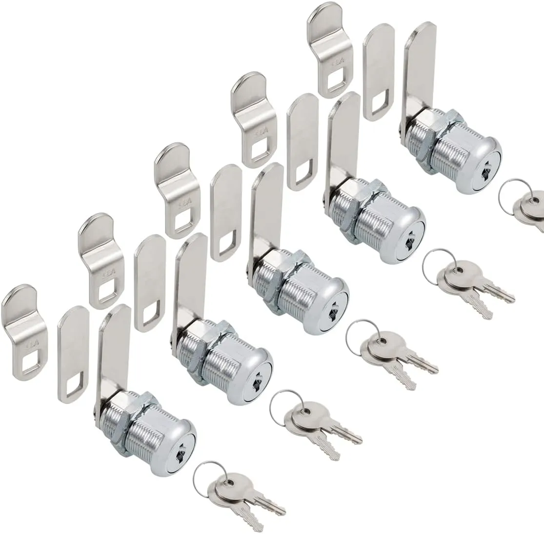 Cabinet Cam Locks Keyed Alike, 1” Cylinder Cam Locks for Tool Box RV Compartment Mailbox Vending Machine Drawer File Cabinet, Fits 3/4” Max Panel Thickness, Chrome Finish with 3 Cams and 2 Keys