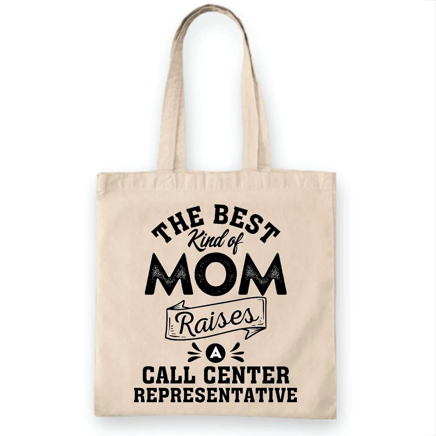 Call Center Representative Mom Gift for Mothers Day Best Kind of Mom Natural White Multicolor Canvas Tote Bag