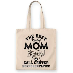 Call Center Representative Mom Gift for Mothers Day Best Kind of Mom Natural White Multicolor Canvas Tote Bag
