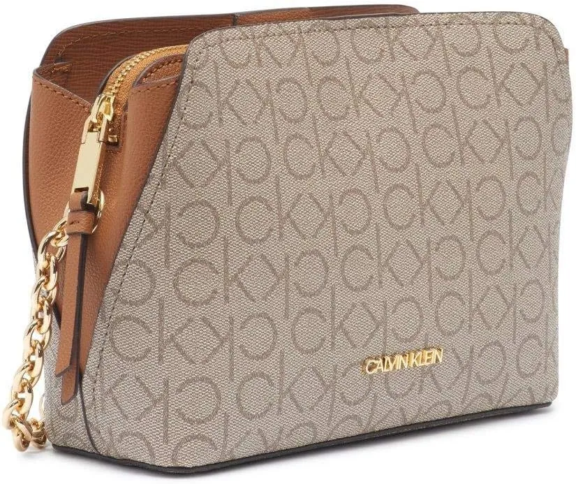 Calvin Klein Women's Hailey Signature Triple Compartment Chain Crossbody