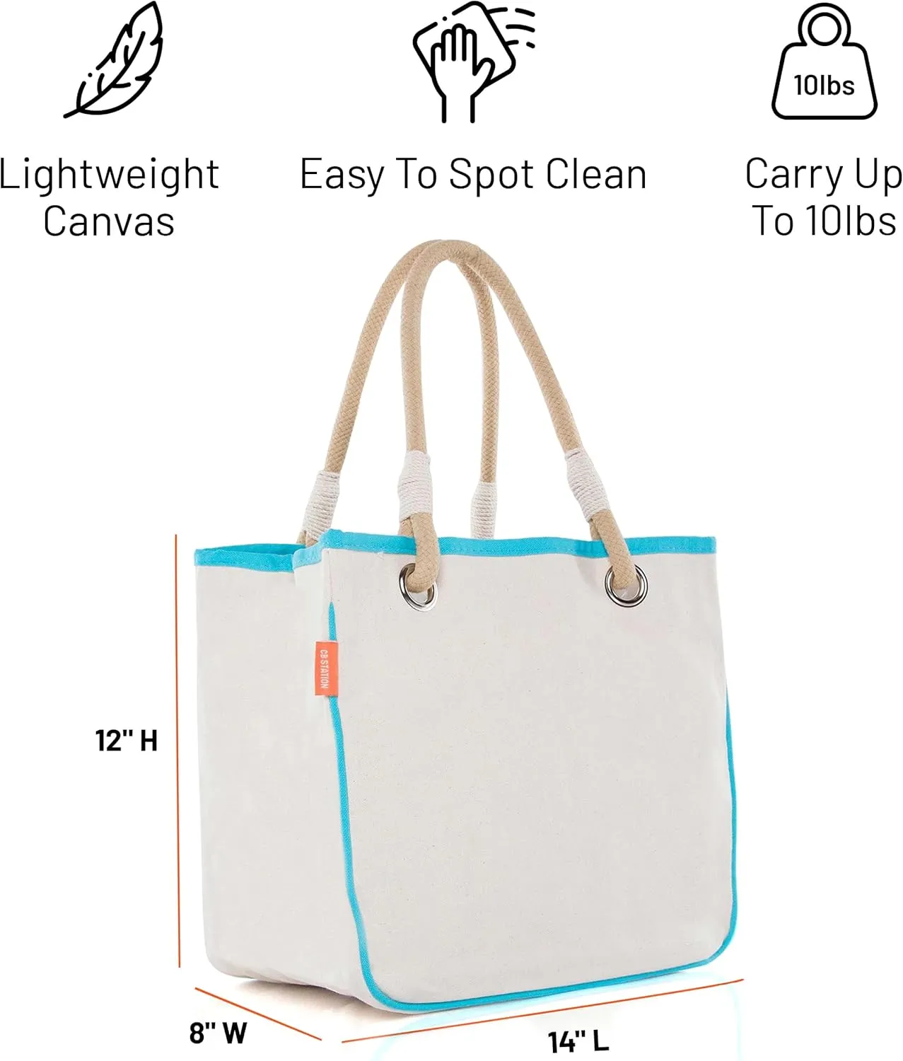 Canvas Rope Handle Tote Bag For Women - Metal Grommets - Perfect For Traveling, Groceries