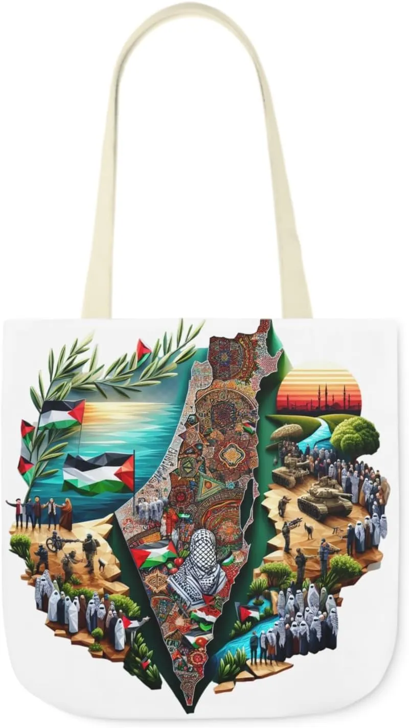 Canvas Tote Bag, Free Palestine Map Flag Keffiyeh, Activist Shoulder Bag, Protest Tote, Political Statement Tote, Market Bag