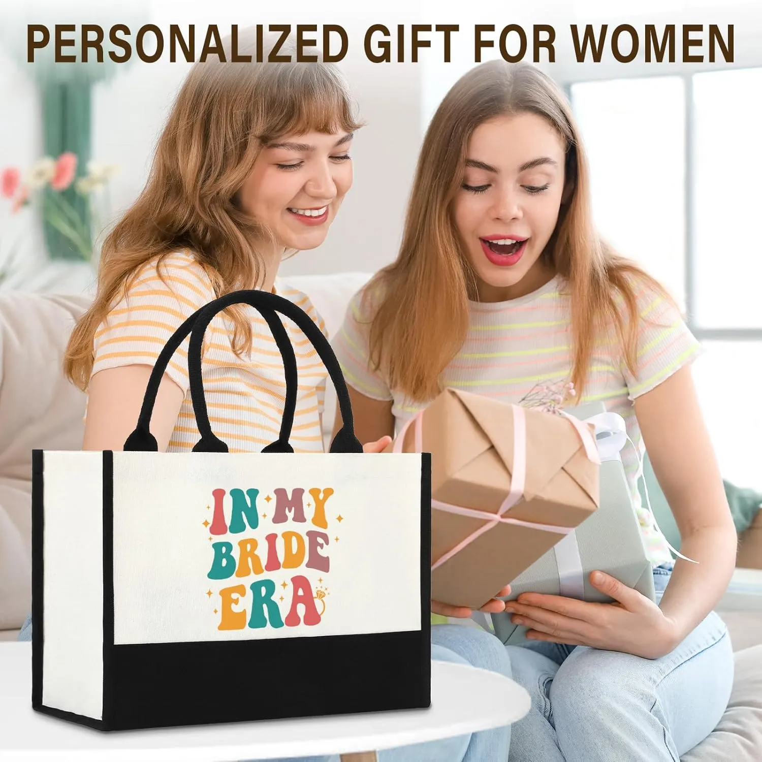 Canvas Tote Bag, In My Bride Era Gift for Wedding Bridal Shower Travel Tote Bags for Women