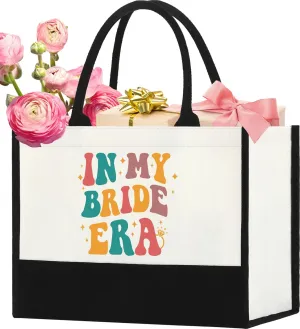 Canvas Tote Bag, In My Bride Era Gift for Wedding Bridal Shower Travel Tote Bags for Women