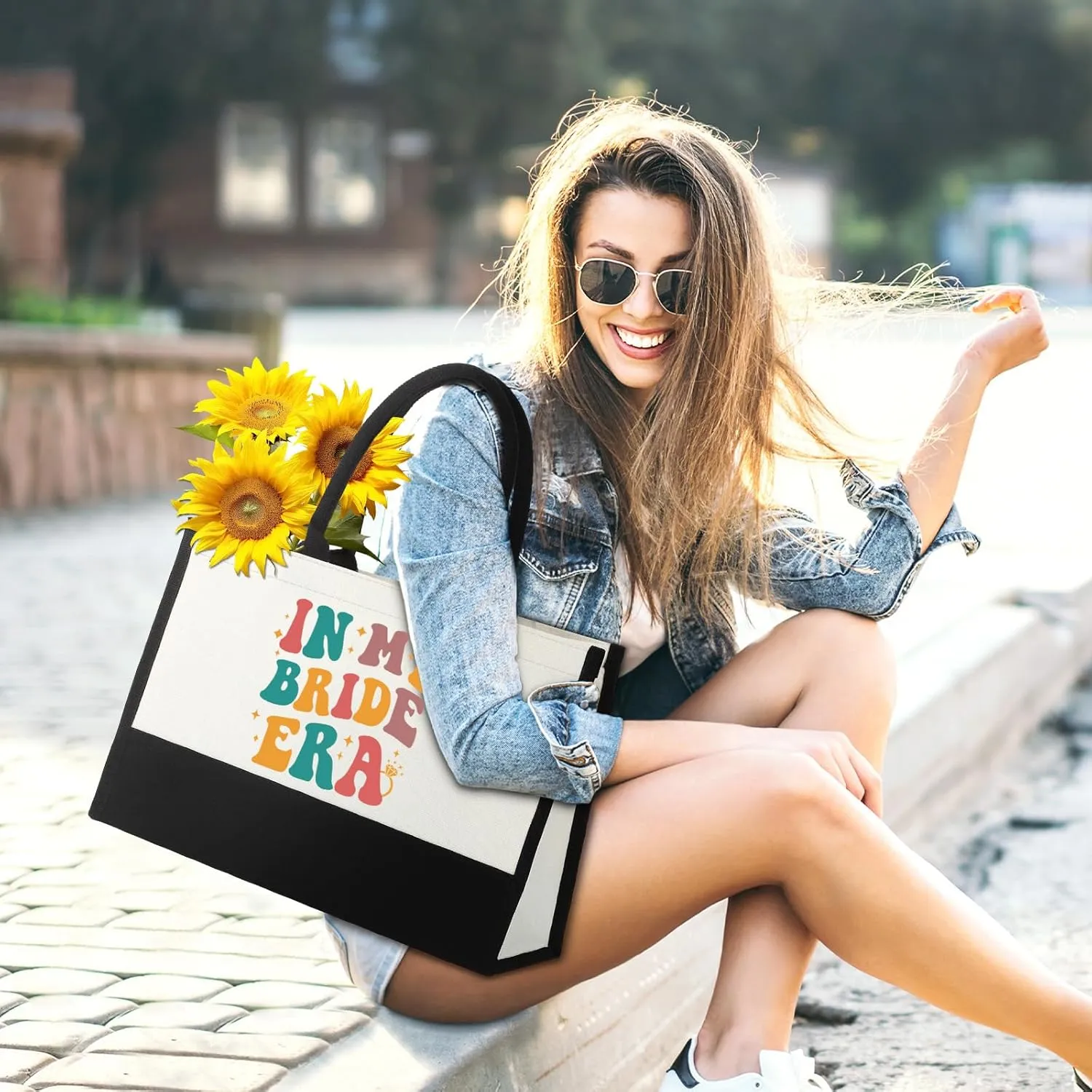 Canvas Tote Bag, In My Bride Era Gift for Wedding Bridal Shower Travel Tote Bags for Women