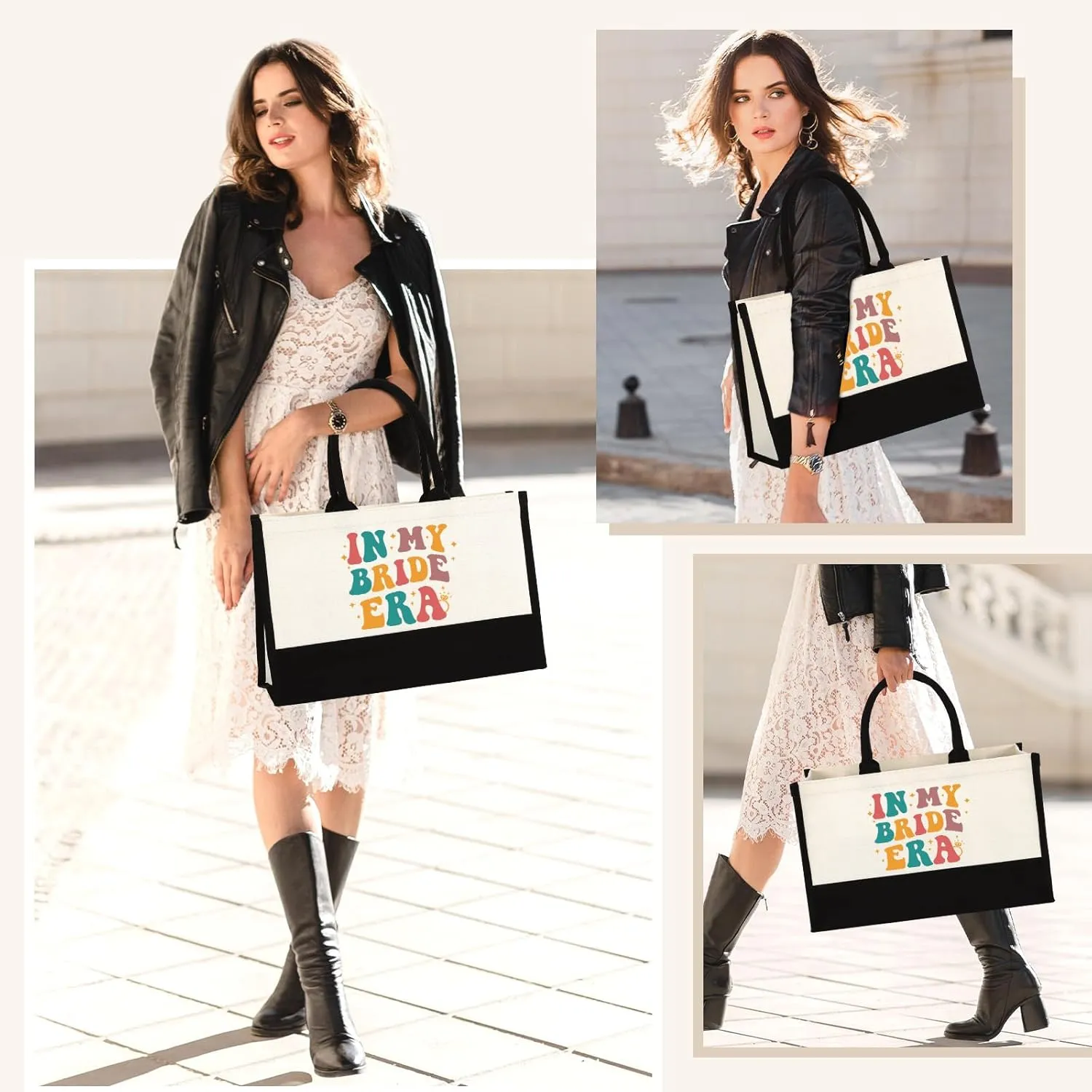 Canvas Tote Bag, In My Bride Era Gift for Wedding Bridal Shower Travel Tote Bags for Women