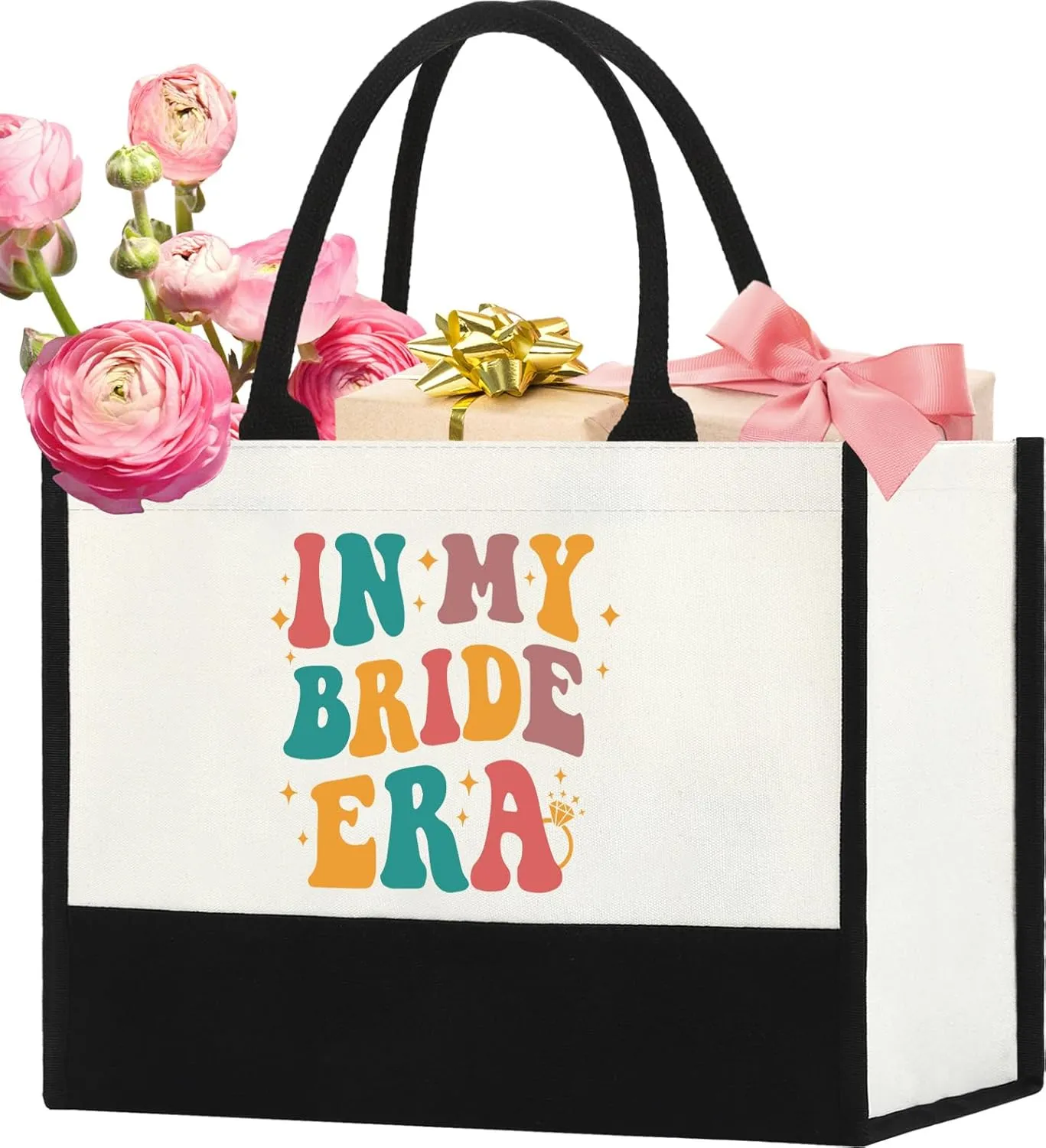 Canvas Tote Bag, In My Bride Era Gift for Wedding Bridal Shower Travel Tote Bags for Women