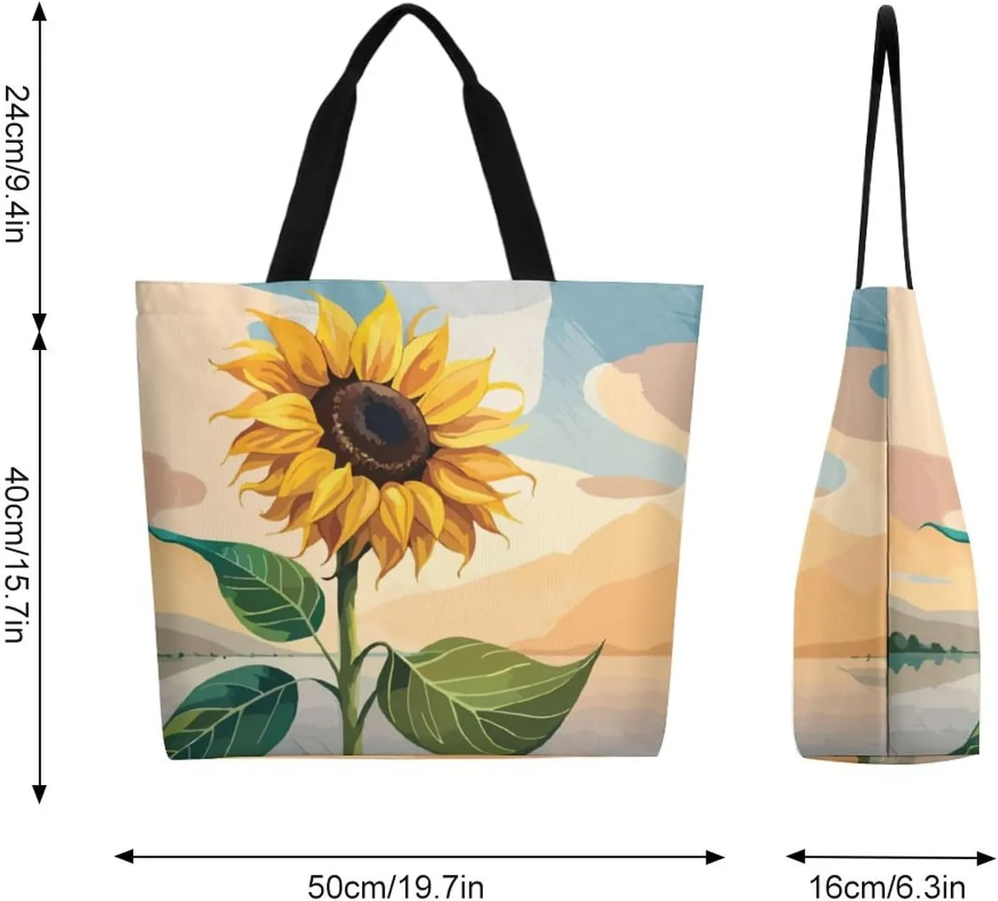 Canvas Tote Bag Large Casual Shoulder Bag for Women Handbag Reusable Beach Shopping Gym Picnic Travel Grocery Bag