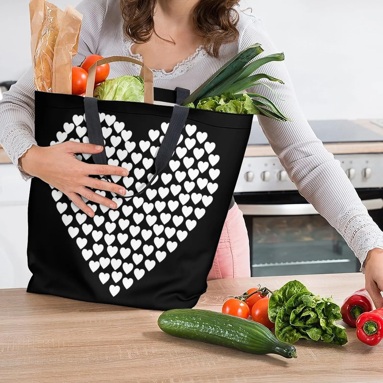 Canvas Tote Bag Large Casual Shoulder Bag for Women Handbag Reusable Beach Shopping Gym Picnic Travel Grocery Bag