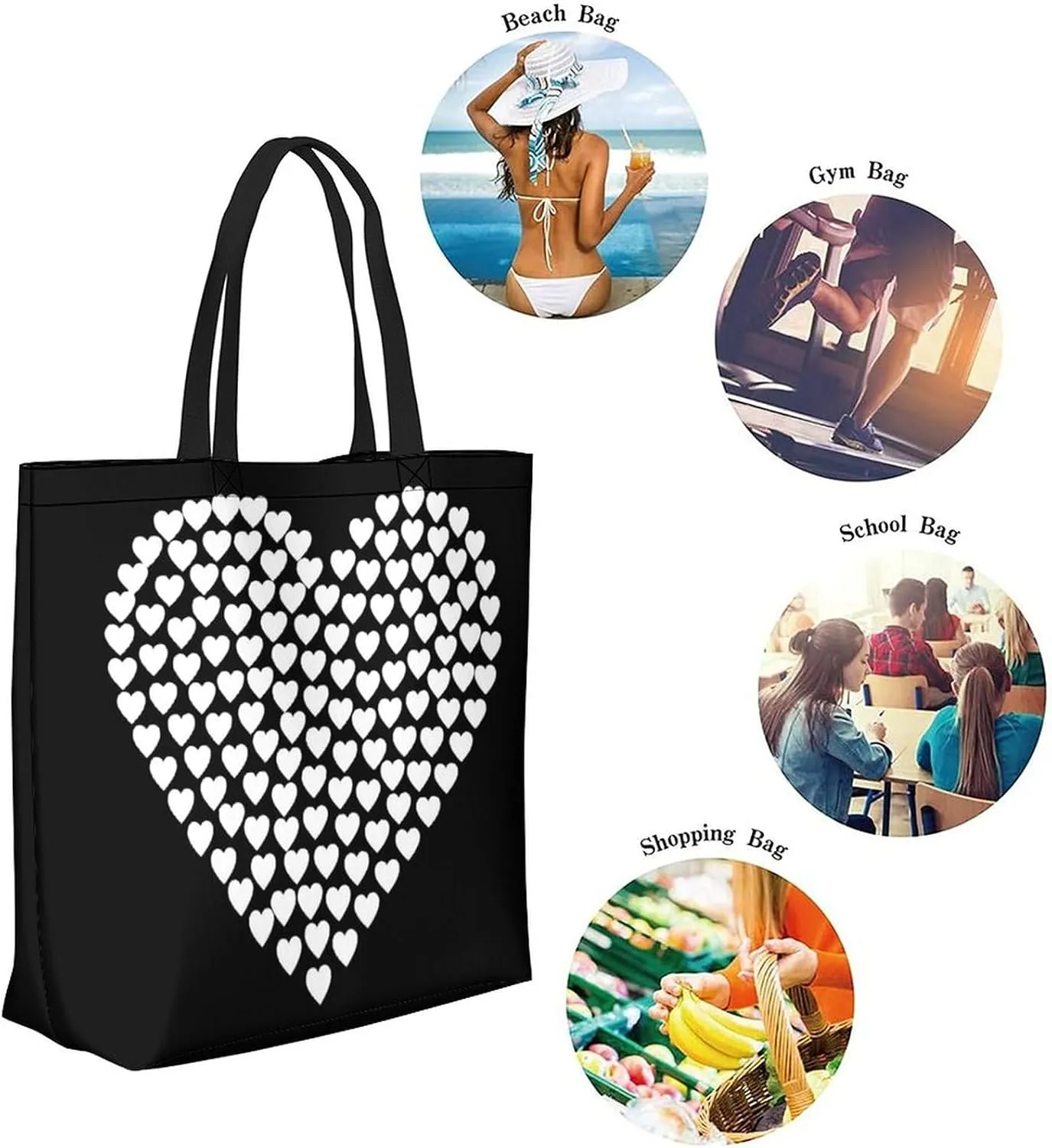 Canvas Tote Bag Large Casual Shoulder Bag for Women Handbag Reusable Beach Shopping Gym Picnic Travel Grocery Bag