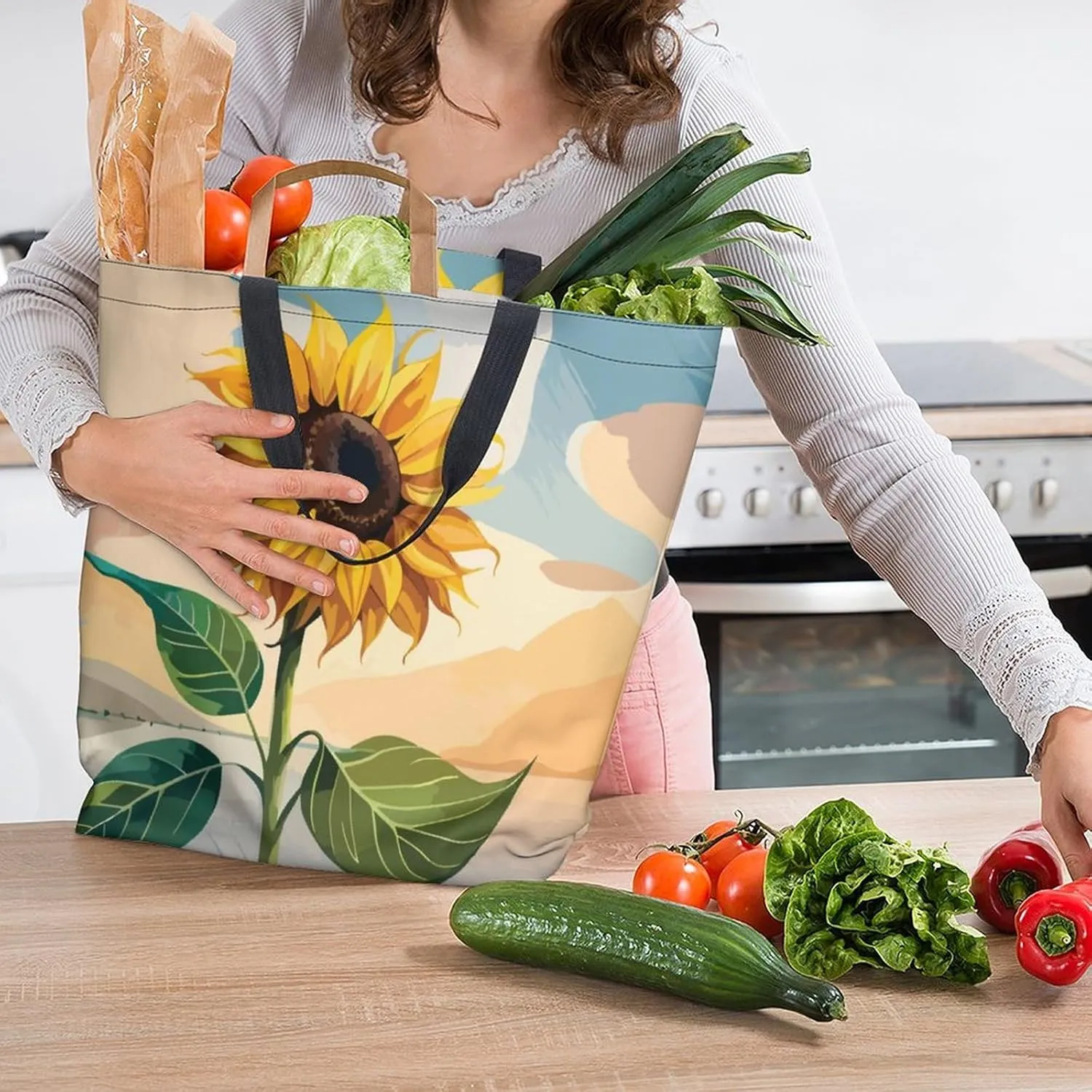 Canvas Tote Bag Large Casual Shoulder Bag for Women Handbag Reusable Beach Shopping Gym Picnic Travel Grocery Bag