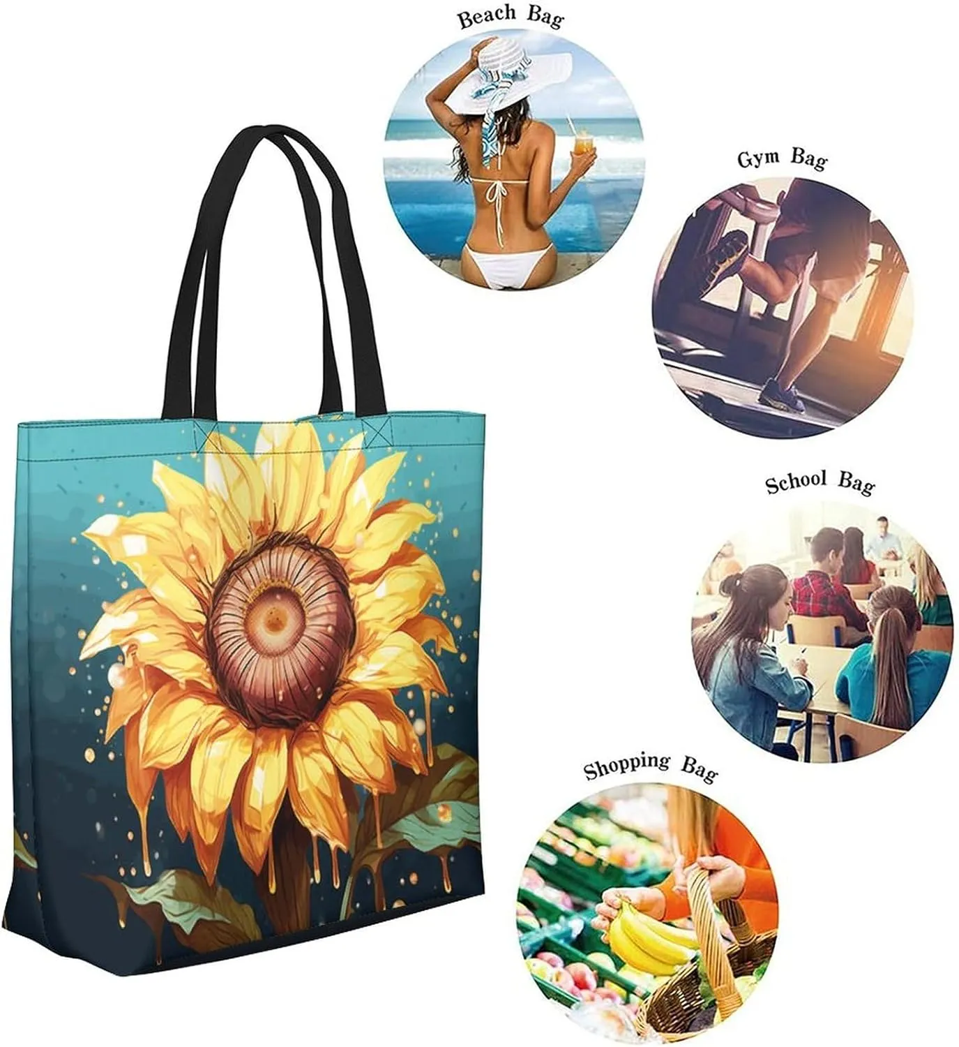 Canvas Tote Bag Large Women Casual Shoulder Bag Handbag Reusable Beach Shopping Grocery Bag For Outdoors