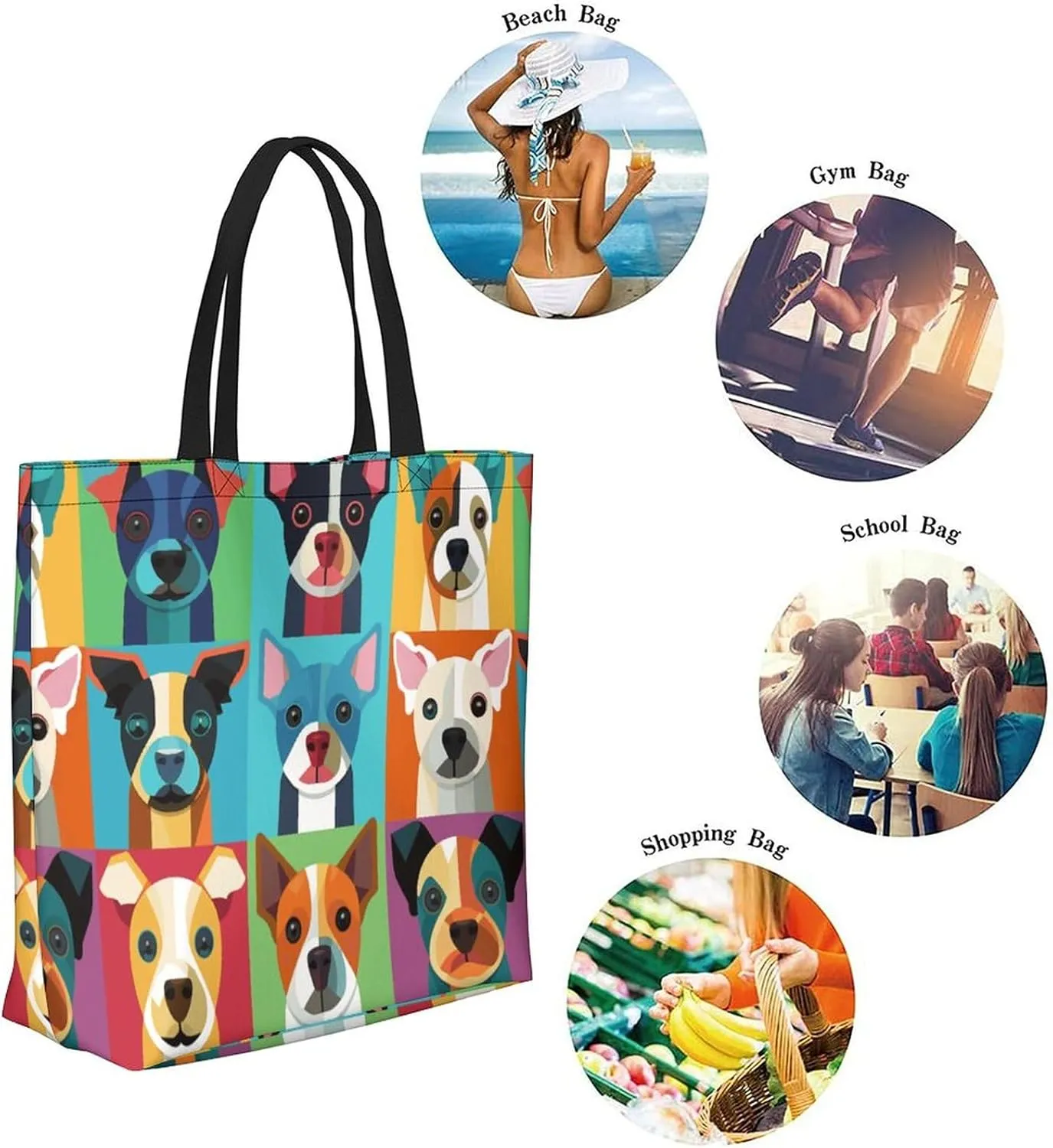 Canvas Tote Bag Large Women Casual Shoulder Bag Handbag Reusable Beach Shopping Grocery Bag For Outdoors