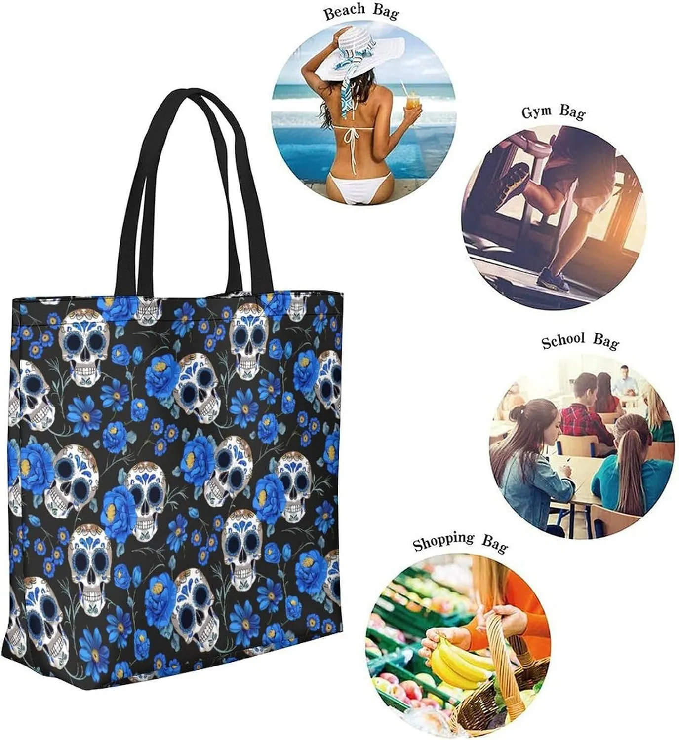 Canvas Tote Bag Large Women Casual Shoulder Bag Handbag Reusable Beach Shopping Grocery Bag For Outdoors