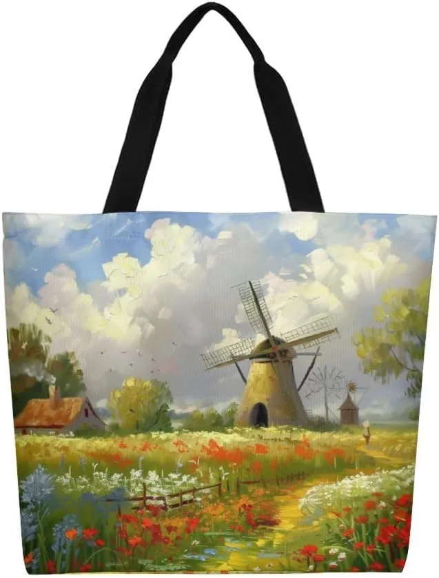 Canvas Tote Bag Large Women Casual Shoulder Bag Handbag Reusable Beach Shopping Grocery Bag For Outdoors