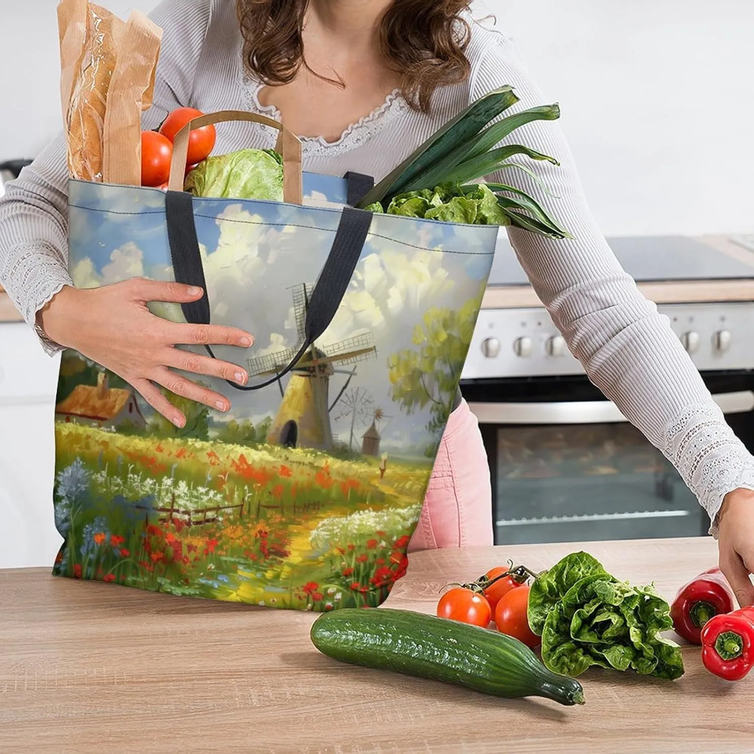 Canvas Tote Bag Large Women Casual Shoulder Bag Handbag Reusable Beach Shopping Grocery Bag For Outdoors