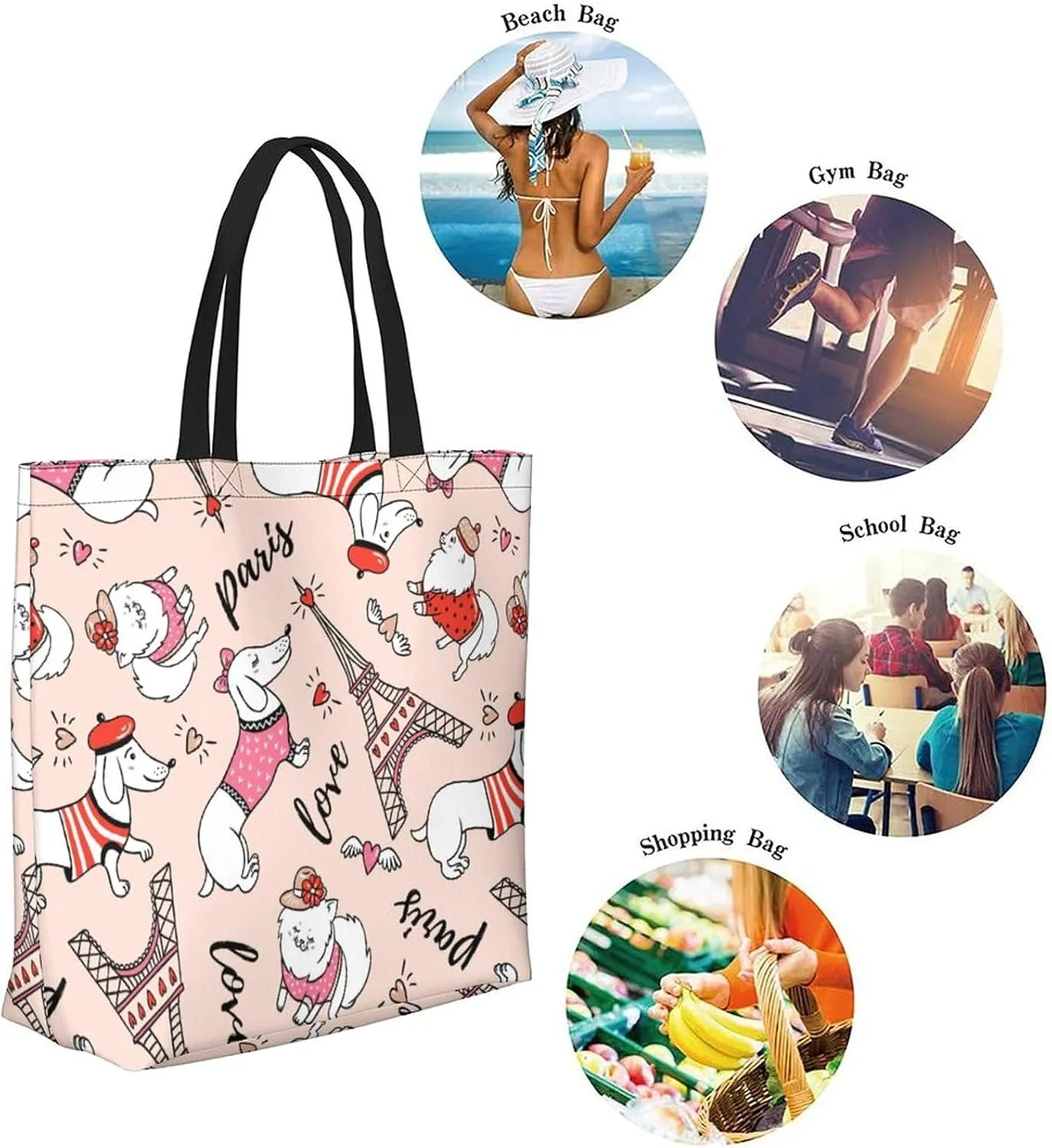 Canvas Tote Bag Large Women Casual Shoulder Bag Handbag Reusable Beach Shopping Grocery Bag For Outdoors