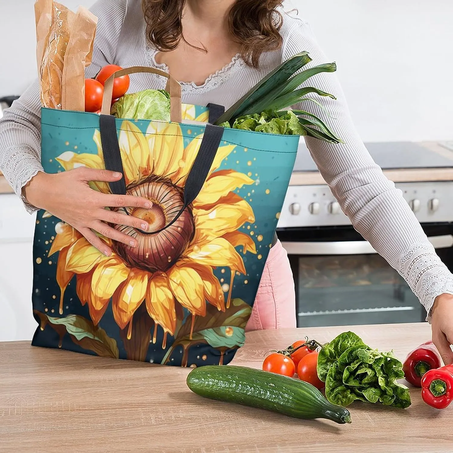 Canvas Tote Bag Large Women Casual Shoulder Bag Handbag Reusable Beach Shopping Grocery Bag For Outdoors