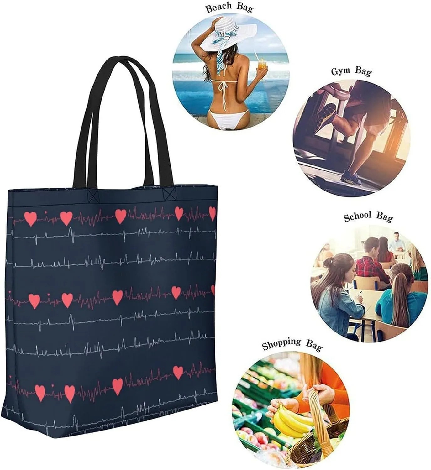 Canvas Tote Bag Large Women Casual Shoulder Bag Handbag Reusable Beach Shopping Grocery Bag For Outdoors