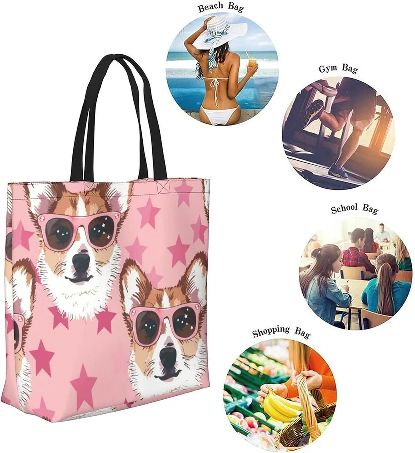 Canvas Tote Bag Large Women Casual Shoulder Bag Handbag Reusable Beach Shopping Grocery Bag For Outdoors
