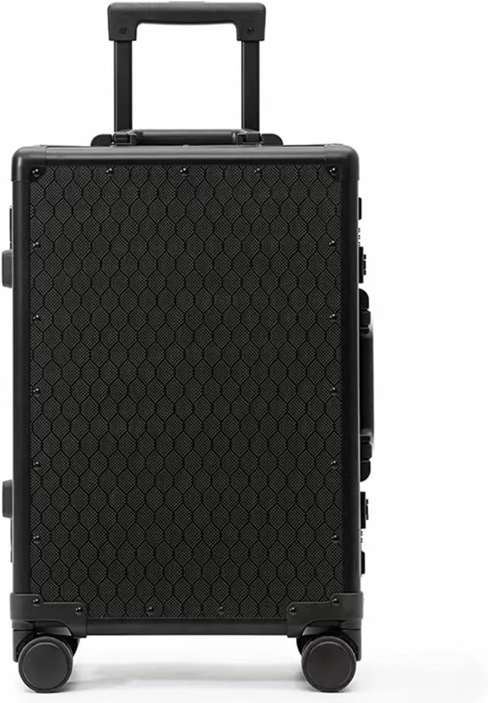 Carbon Fiber Carry-on Luggage TSA Customs Lock Zipperless Silent Rotary Wheel Business Suitcase Aluminum Frame (Ball pattern black, 20 '')