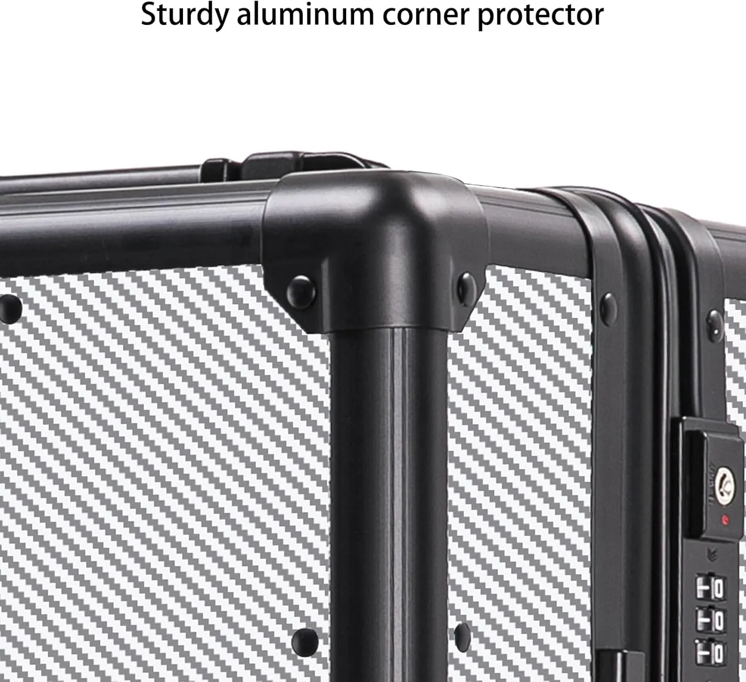 Carbon Fiber Carry-on Luggage TSA Customs Lock Zipperless Silent Rotary Wheel Business Suitcase Aluminum Frame (Ball pattern black, 20 '')