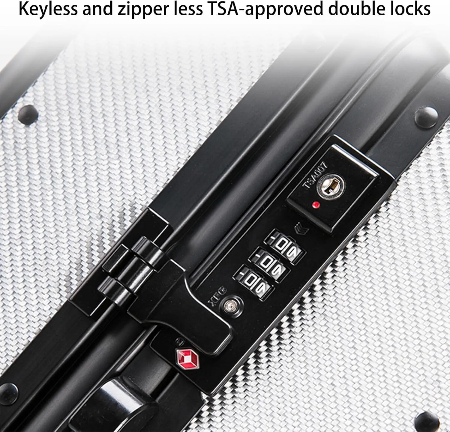 Carbon Fiber Carry-on Luggage TSA Customs Lock Zipperless Silent Rotary Wheel Business Suitcase Aluminum Frame (Ball pattern black, 20 '')