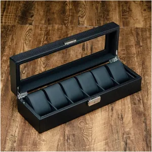 Carbon Fiber Leather Watch Box Storage Box Men's Watch Box Watch Mechanical Watch Bracelet Jewelry with Lock Storage Display(