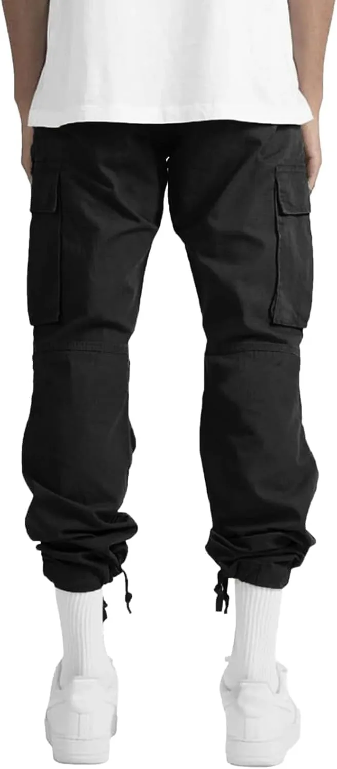 Cargo Pants for Men - Comfy Hiking & Athletic Ripstop Pants | Big & Tall Baggy Outdoor Sports Joggers & Sweatpants (XX-Large,A-Black)