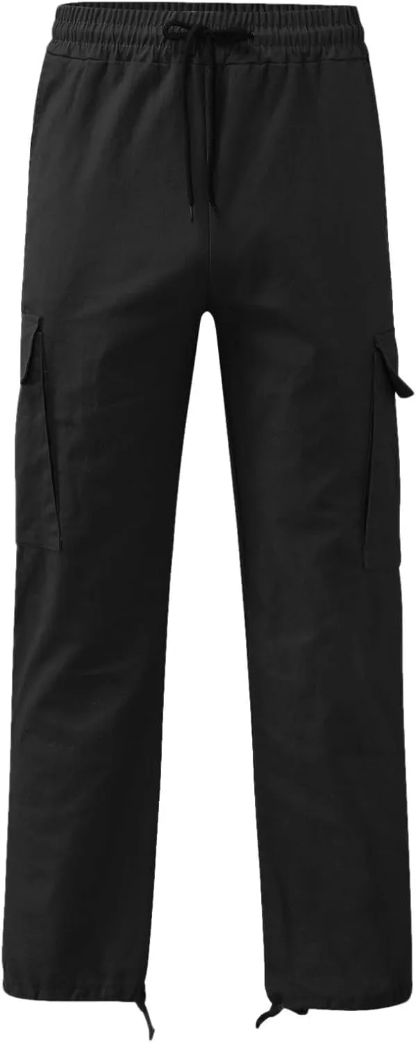 Cargo Pants for Men - Comfy Hiking & Athletic Ripstop Pants | Big & Tall Baggy Outdoor Sports Joggers & Sweatpants (XX-Large,A-Black)