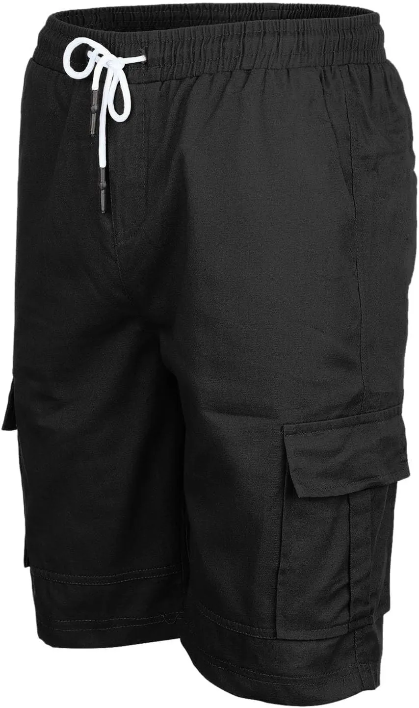 Cargo Shorts for Men Big and Tall Summer Casual Work Shorts Drawstring Elastic Waist Knee Length Bermuda Short 2025