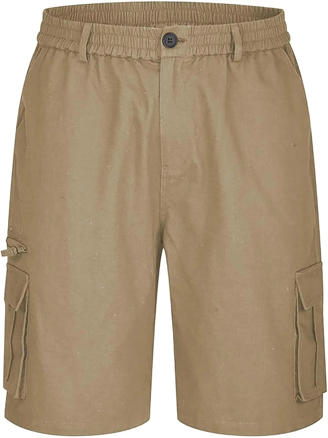 Cargo Shorts for Men Elastic Waist Summer Casual Bermuda Shorts Stretchy Button Fly Work Shorts with Multi Pockets