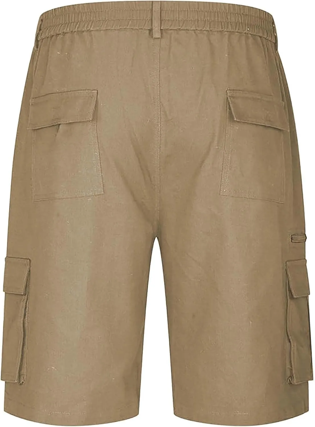 Cargo Shorts for Men Elastic Waist Summer Casual Bermuda Shorts Stretchy Button Fly Work Shorts with Multi Pockets