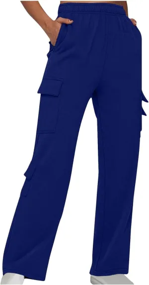 Cargo Sweatpants for Women Wide Leg Straight Womens Sweatpants with Pockets Highwaisted Elastic Stretchy Hiking Pants