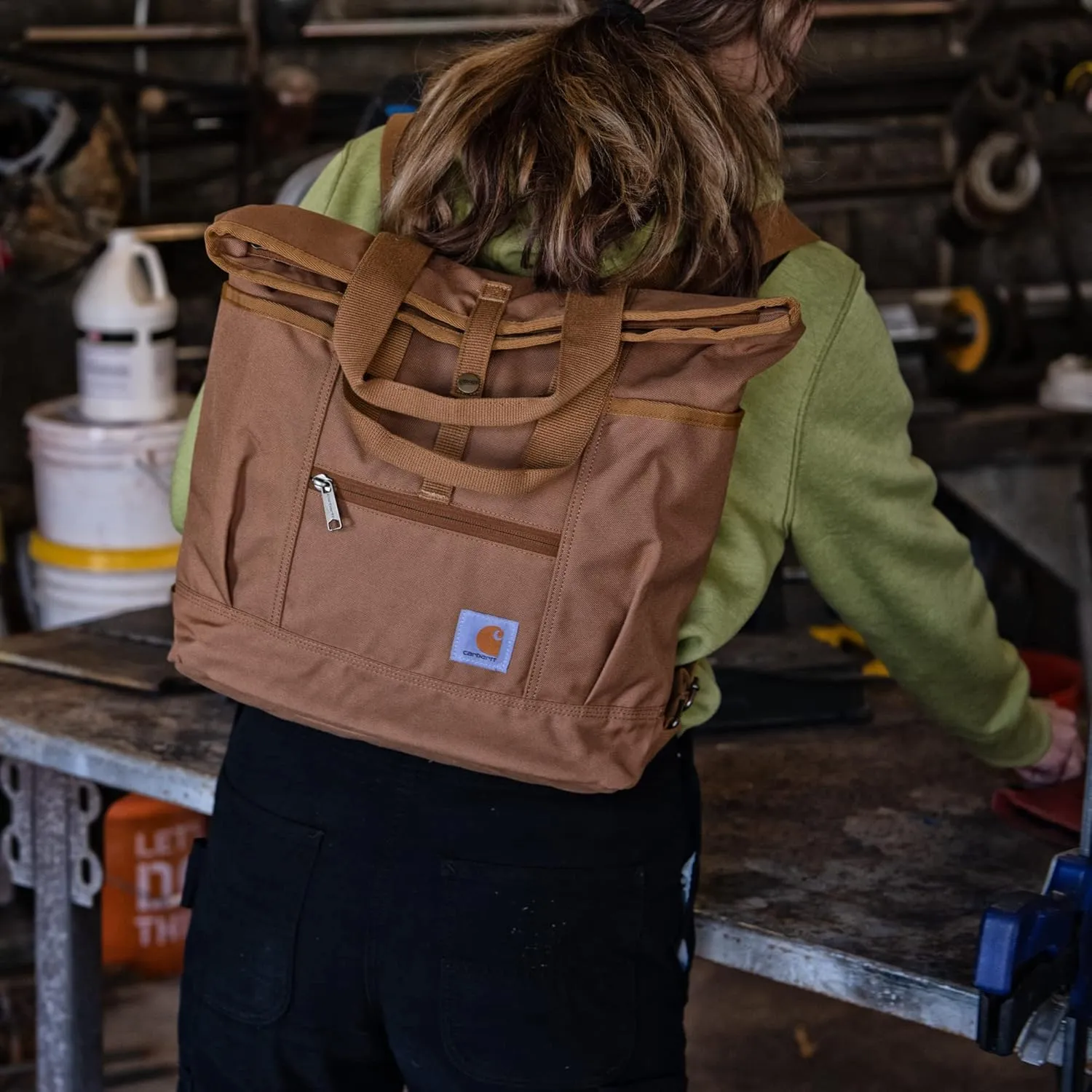 Carhartt, Durable Bag with Adjustable Straps and Laptop Sleeve, Convertible Backpack Tote Brown, One Size
