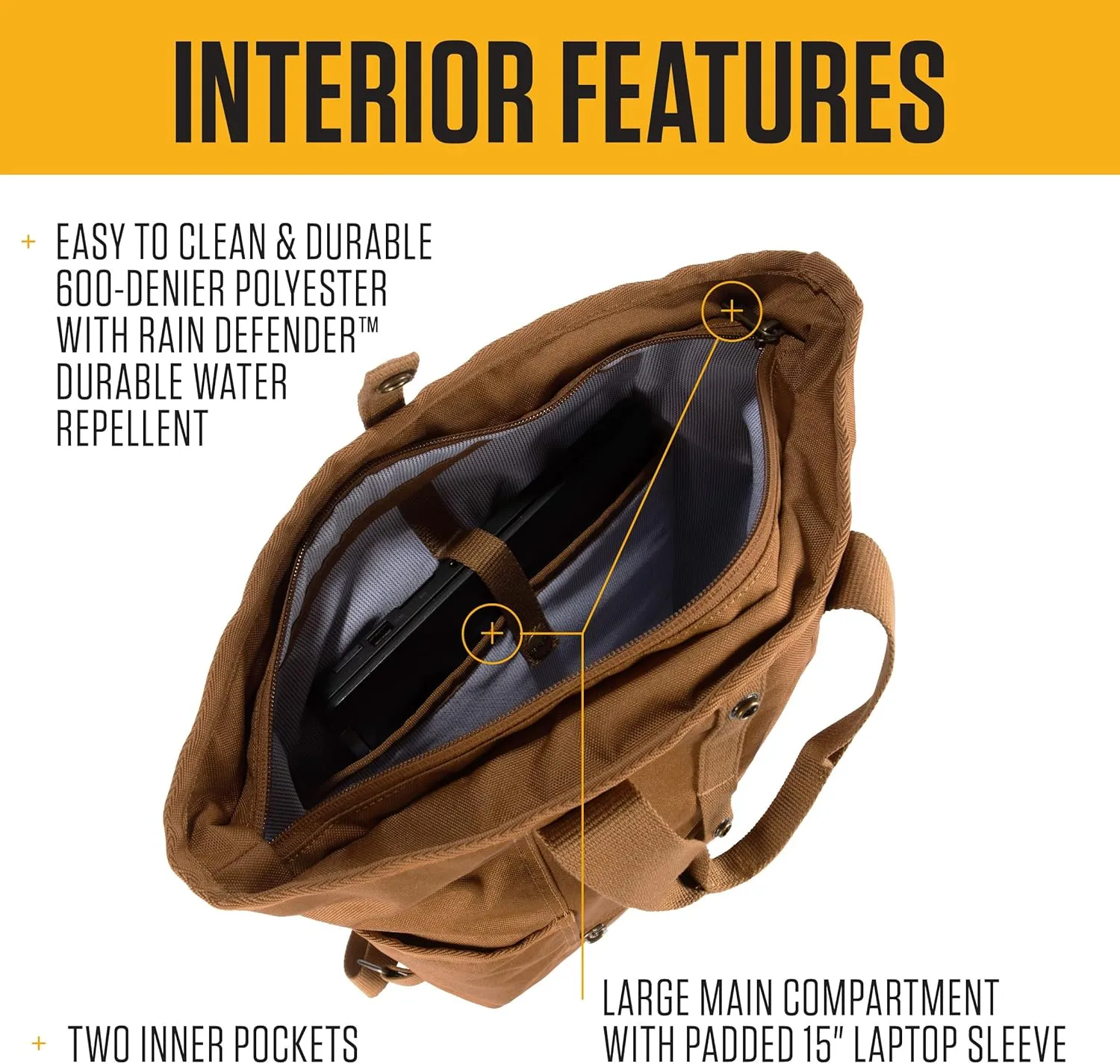 Carhartt, Durable Bag with Adjustable Straps and Laptop Sleeve, Convertible Backpack Tote Brown, One Size
