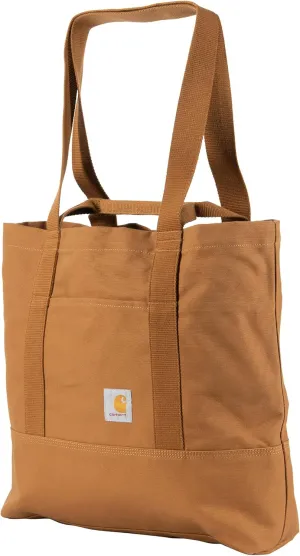 Carhartt Vertical 18L Tote Bag, Firm Duck Cotton Material W/Hand and Shoulder Straps, Brown