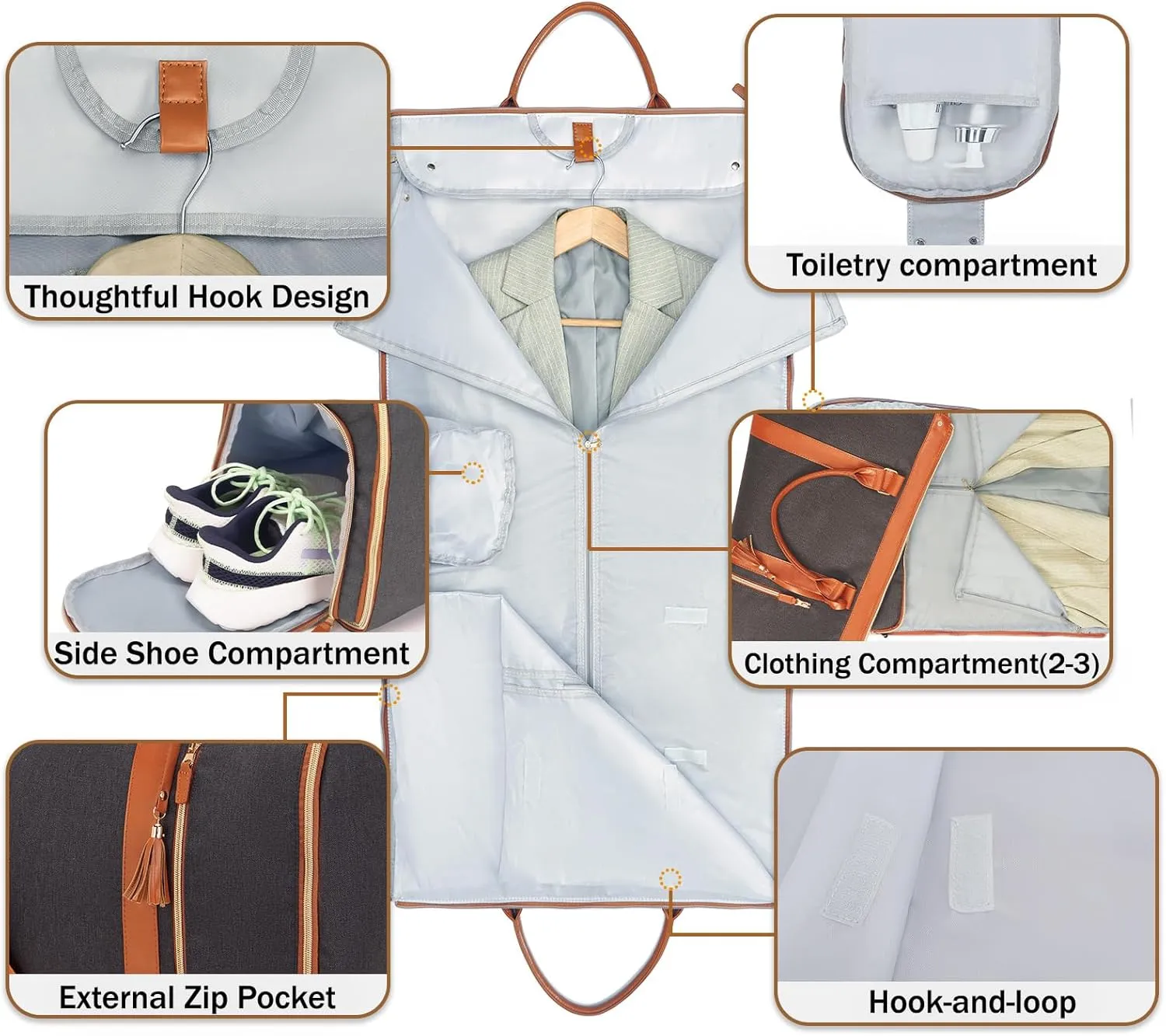 Carry on Garment Bag for Travel Convertible Garment Duffle Bags for Men Women with Shoe Compartment - 2 in 1 Hanging Travel Suitcase Suit