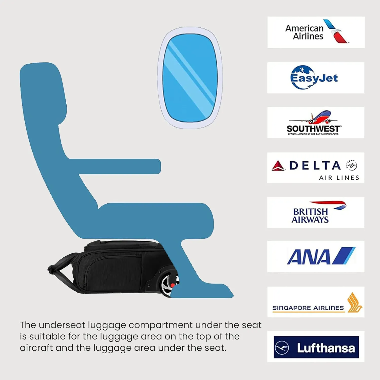 Carry-On Underseat Luggage with Wheels,18 inch Carry-on Luggage for Airlines,Underseat Lightweight Suitcase for Women,Softside Overnight Luggage for Business Travel