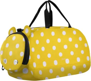 Cartoon Dot Yellow Gym Duffel Bag with Shoes Compartment Large Capacity Weekender Overnight Dance Bag for School Practice, Sports, Travel